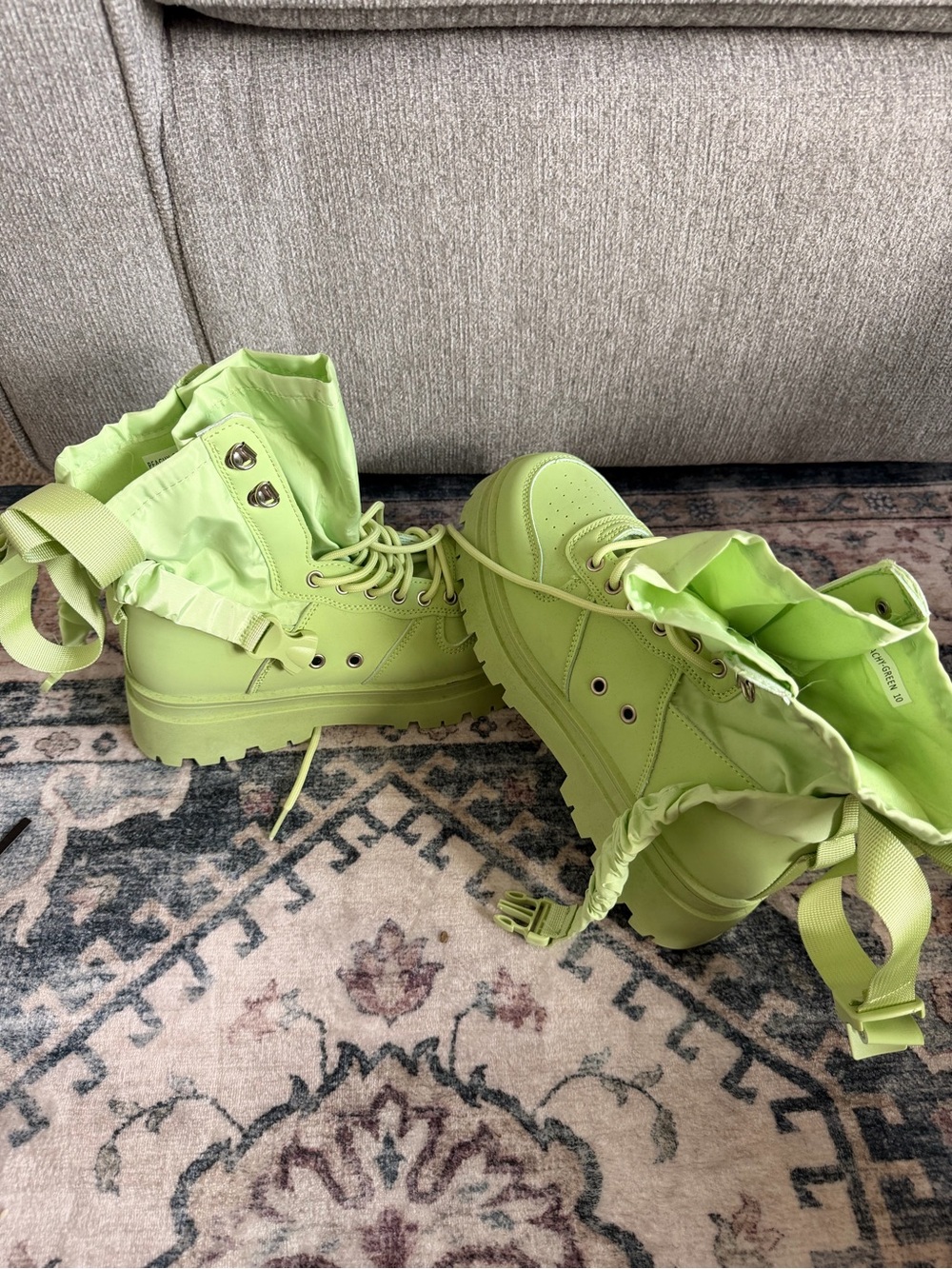 Azalea Wang Neon Lime Green High Top Sneakers